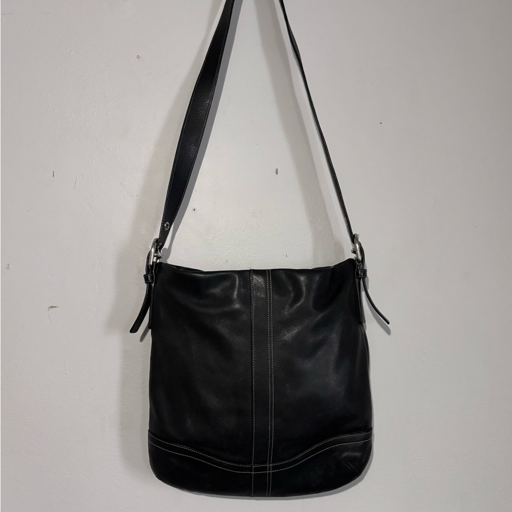 Vtg Coach Genuine Leather Crossbody/ Shoulder‎ Bag Black F10937 - Picture 2 of 12